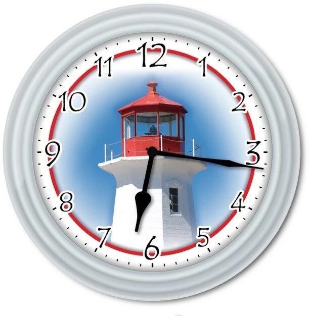 Lighthouse Wall Clock - Nautical Coastal Beach House Ocean Decor - GREAT GIFT