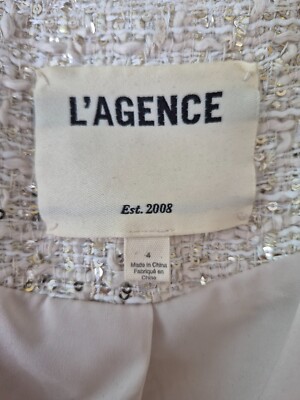 L'Agence Greta Chain Jacket Champagne Gold Chunky Cropped Sequin