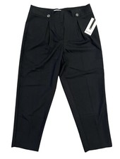 Nine West High Rise Ankle Pants Pleated Size 14 Black $89 NWT