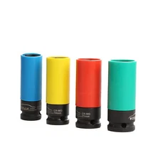 4pc Lug Nut Impact Socket Set Thin Wall Deep Wheel Protector 1/2"D 17 19 21 22mm