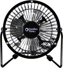Comfort Zone 4" USB High-Velocity Desk/Dorm Fan Black