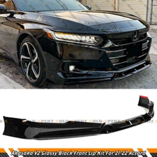 For 2021-2022 Honda Accord CV1 CV2 Akasaka V2 Glossy Black Front Bumper Lip Kit