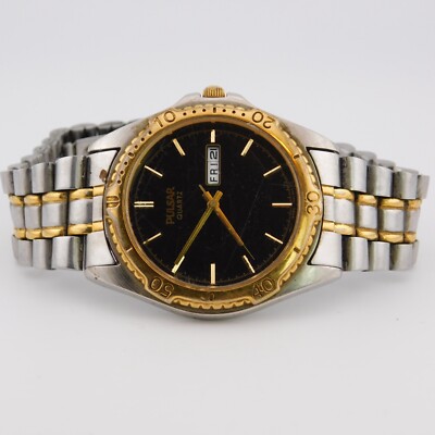 PULSAR V533-8C90 Two Tone Quartz Analog Men's Watch Sz. 7 3/4'' for Repairs