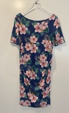 NWT ASOS Womens Maternity Blue Floral Wiggle Dress Off Shoulder Size 10