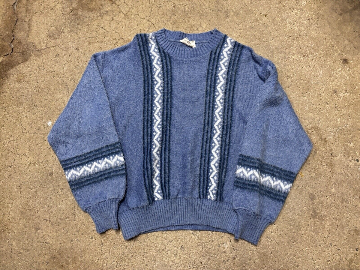 Vintage 70's Universal Knits Stripe Sweatshirt Blue Shaggy Vintage 70's Universal Knits Stripe Sweatshirt Blue Shaggy
