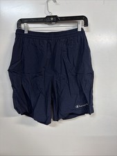 Vintage Champion Men  s Spell Out Nylon Shorts Logo Gym Active Blue Size L