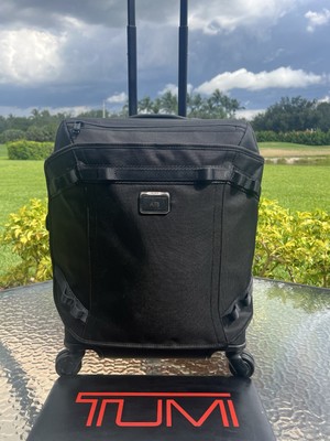 TUMI ALPHA BRAVO CONTINENTAL Front Lid 4 Wheel Carry-On ALL BLACK EXPANDABLE EUC
