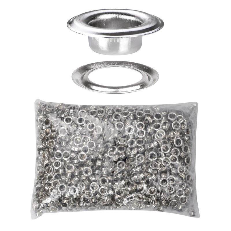 Yescom 2000 pcs 1/4" Grommet Kit 6mm Size #0 Eyelets and Washers Nickel YES0380