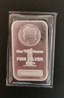 Silver bullion bar, One Troy ounce, brilliant uncirculated.