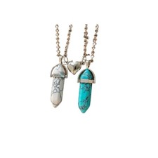 Magnetic Couple Matching Split Heart Necklace Crystal Green Pine White Pine