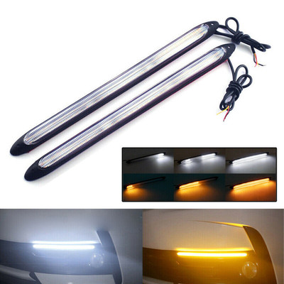 2X LED Daytime Running Light White DRL Driving Turn Signal Fog Lamps Amber 12V