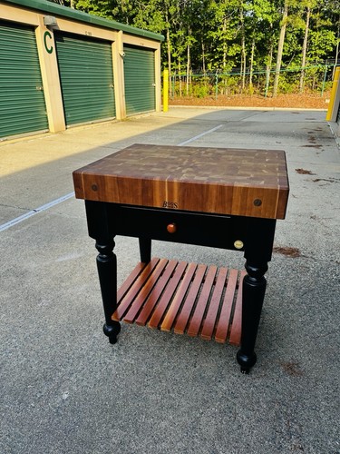 John Boos Butcher Block Kitchen Island Cherry Top with Drawers and Shelves
