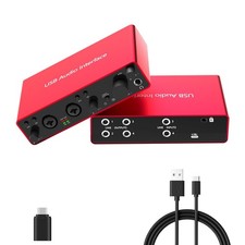 USB Audio Interface 4 Line Outputs 2 Line Inputs with 48V Phantom Power 24B...