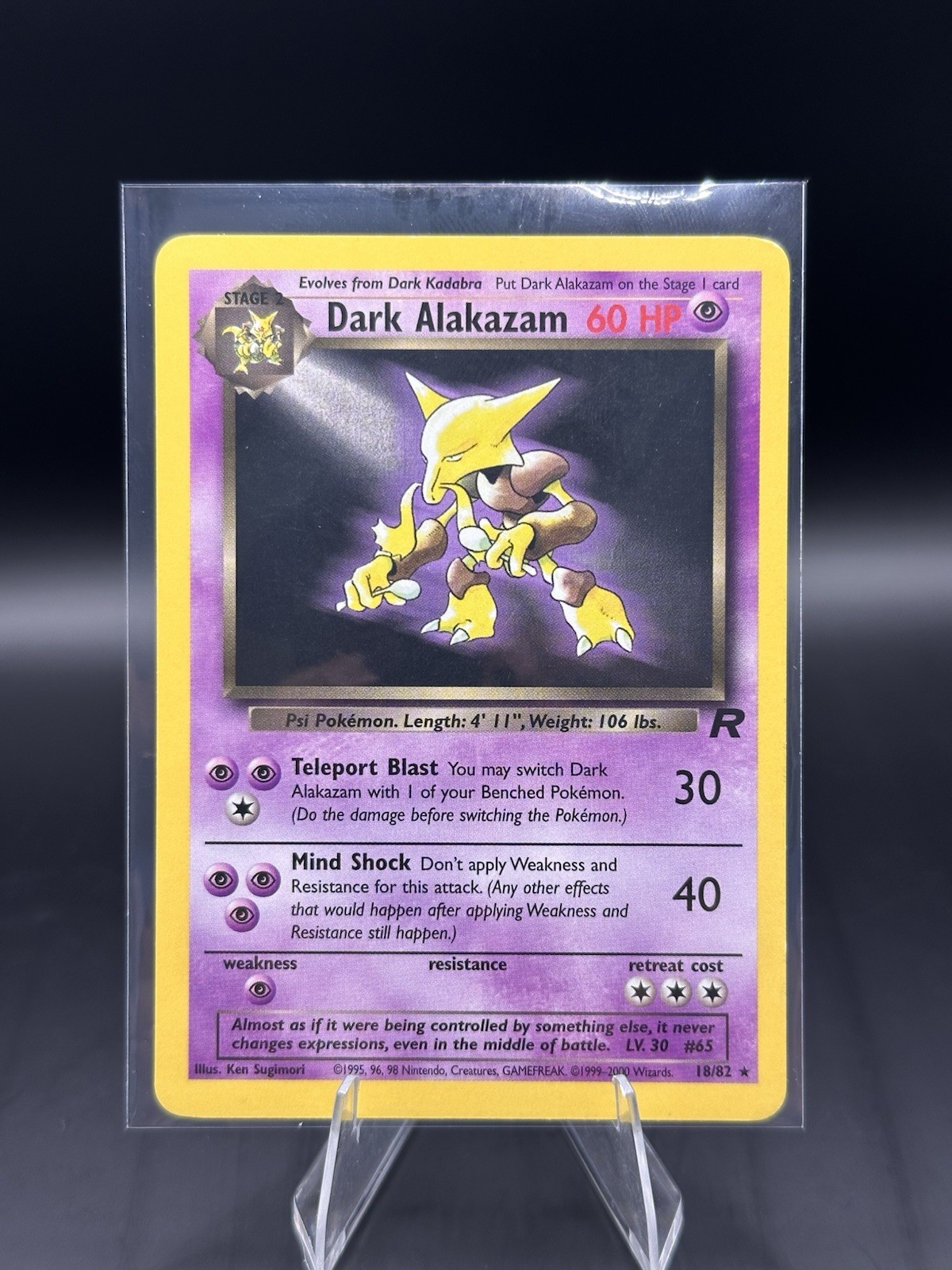 2000 POKEMON TCG Dark Alakazam 18/82 Team Rocket WOTC Rare Vintage Card NM