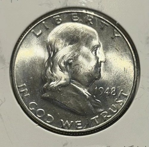 1948 D Franklin Silver Half Dollar, Uncirculated F110