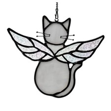 Gray Cats Gifts for Cats Lovers Suncatcher for Window,Angel Cat Memorial Grey