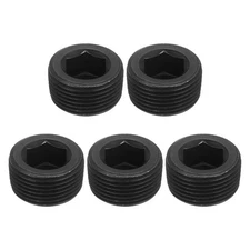 5Pcs Socket Pipe Plugs, NPT 1"Carbon Steel Hex Thread Pipe Caps, Black