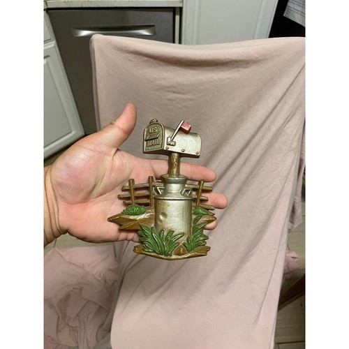 Vintage Hoda Mailbox Milk Can Wall Decor Cast Metal Plaque 1976