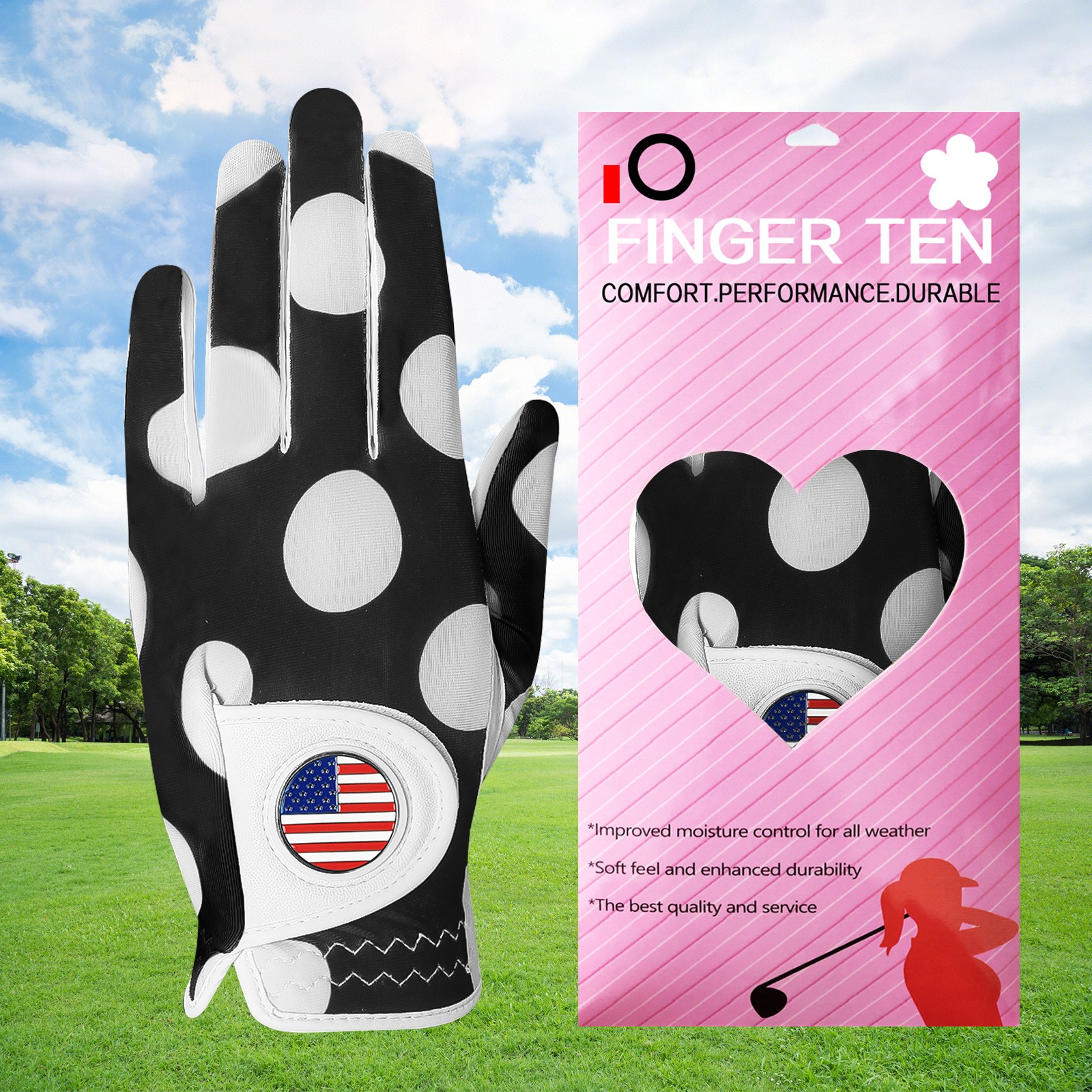 Glove For Women With Ball Marker All-weather Non-slip Grip