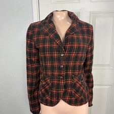 Vintage Y2K Delias Women's Corduroy Jacket Cotton Plaid Button Medium Coat X3-29