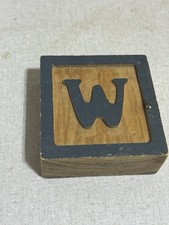 Vtg.Distressed Wooden Large 3.5  Alphabet Letter Block-Personalized  W  Blue