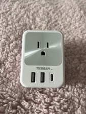US to UK Plug Adapter TESSAN Type G Travel Converter with 3 USB Gray