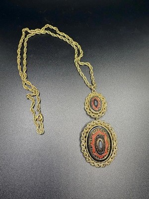 Vintage Sarah Coventry Antiqued Gold Tone Brooch Necklace
