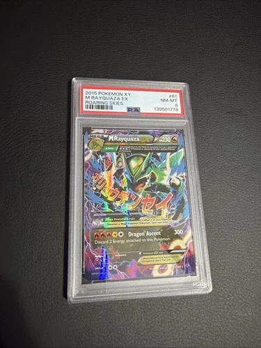 2015 Pokemon Xy M Rayquaza Ex Roaring Skies #61 Psa 8 Near Mint To Mint