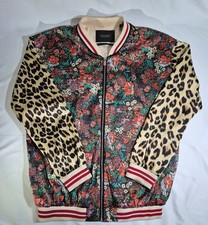 Scotch & Soda Maison Scotch Floral Leopard Mixed Print Satin Bomber Jacket Size3