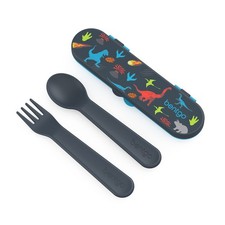 Bentgo Kids Utensil Set - Reusable Plastic Fork, Spoon  Storage Case 0, Dino