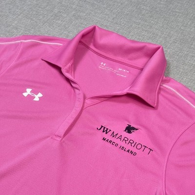 Under Armour JW Marriott Marco Island Golf Polo Shirt Womens M Pink Short Sleeve