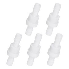 5 Pack 3/8" Plastic One Way Inline Check Valve Barb Hose Non Return White