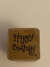 DOTS Happy Birthday Wood Mounted Rubber Stamp RS66