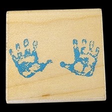 Hero Arts Baby Handprints Wood Rubber Stamp B047 Retired 1995 Made in USA