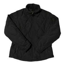 Eddie Bauer Womens Small Black Down Full Zip Quilted Insulated Puffer Jacket