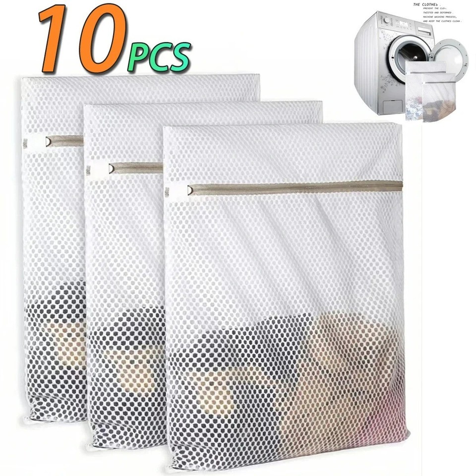Bolsas de lavandería de malla para delicados con cremallera sin óxido - Bolsa de lavandería blanca