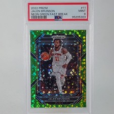 2022 Prizm Neon Green Fast Break 1st 1/5 Jalen Brunson #11 Psa 9 New York Knicks
