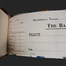 1940s Bank of Bradshaw Texas Checks Checkbook Receipts Pad Vtg Full Unused Pad