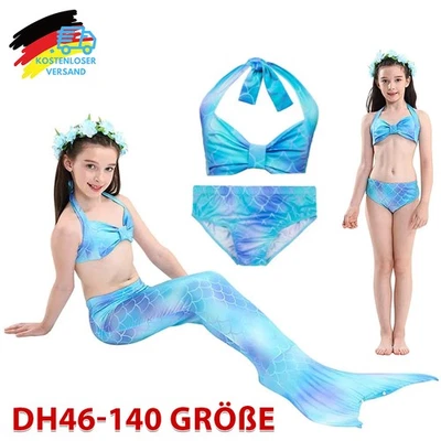 Flosse Meerjungfrauen Kind Bikini Mermaid Meerjungfrau Badeanzug Schwanz Kinder - Bild 1 von 4