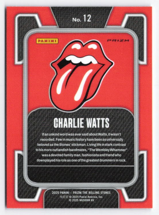 2025 Charlie Watts Panini Prizm The Rolling Stones Silver Prizm