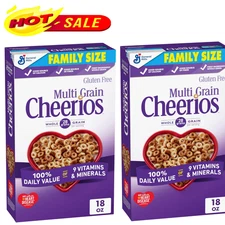 Multi Grain Cheerios, Heart Healthy Breakfast Cereal Gluten Free 18 oz Pack of 2