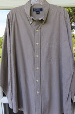 Brooks Brothers Casual Shirt Mens Pure Cotton Greenish Brown Micro-Checks Large