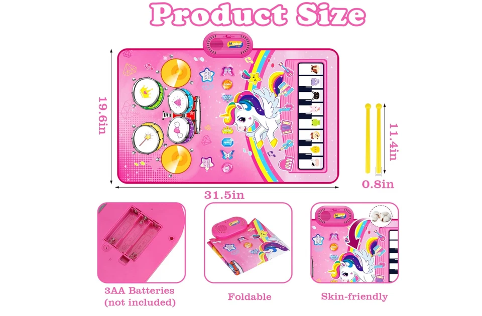 Paquete de juguetes para niños pequeños, alfombra de juego educativo/musical de 1-2 años y regalos bebé niña Foto 2 de 4