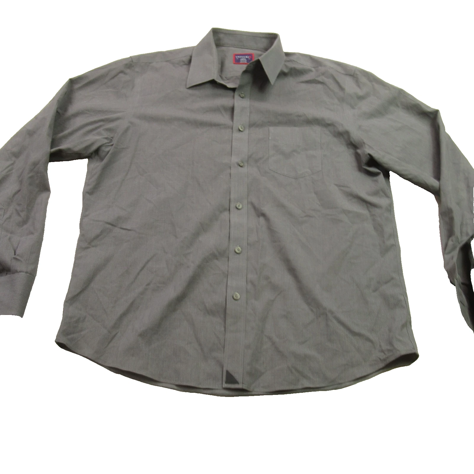 Untuckit Shirt Mens Large Long Sleeve Button Front Lightweight Gray Checks