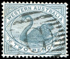 Western Australia 1890 2d Grey Barred G Geraldton PMK
