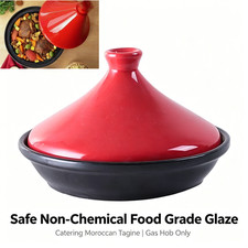 Red Ceramic Moroccan Tagine Pot Non-Chemical Glaze Gas Hob Casserole