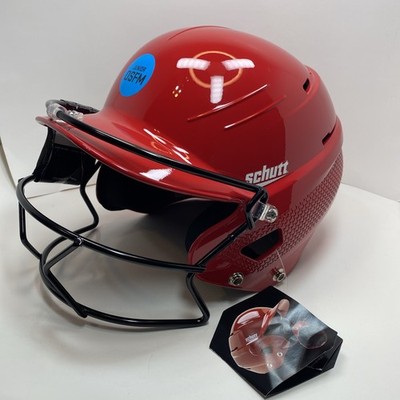 Schutt Junior Osfm Xr1/xr2 6 1/2-7 Size Made In USA Red Softball Helmet W Guard