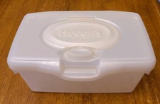 Huggies Baby Wipes EMPTY Container White With Pop Up Top Plastic Refillable