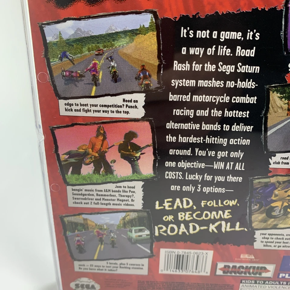 Road Rash (Sega Saturn, 1996) Complete w/ Long Box, Instruction Manual CIB HTF - Image 3 of 4