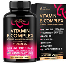 Vitamin B Complex for Men & Women - Made in USA - B-Complex: B1, B2, B3, B5, B6,